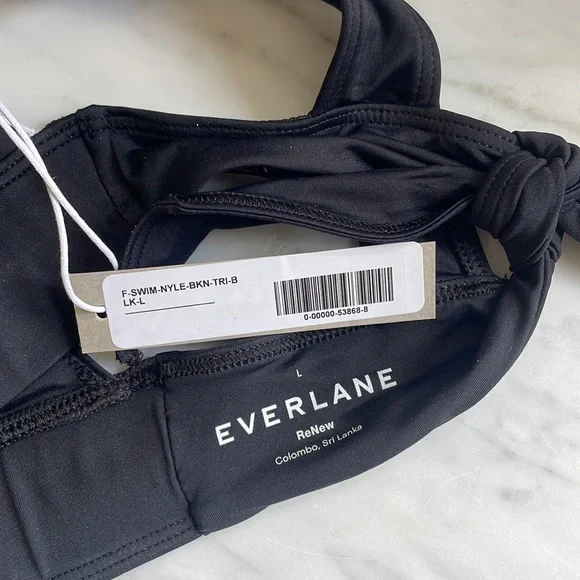 Everlane Womens size L Black The Triangle Bikini Top Tie Back Swim - Picture 7 of 7